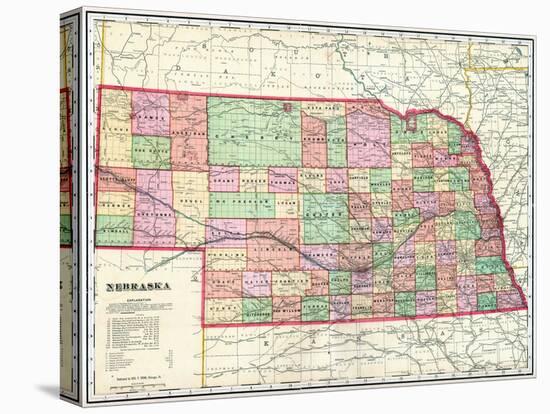 1907, State Map, Nebraska, United States-null-Stretched Canvas