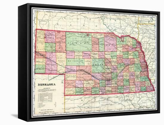 1907, State Map, Nebraska, United States-null-Framed Stretched Canvas