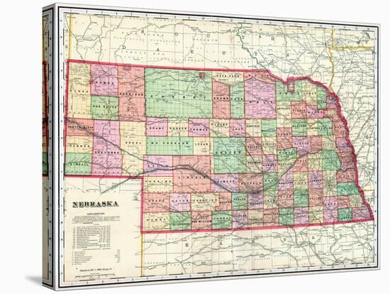 1907, State Map, Nebraska, United States-null-Stretched Canvas