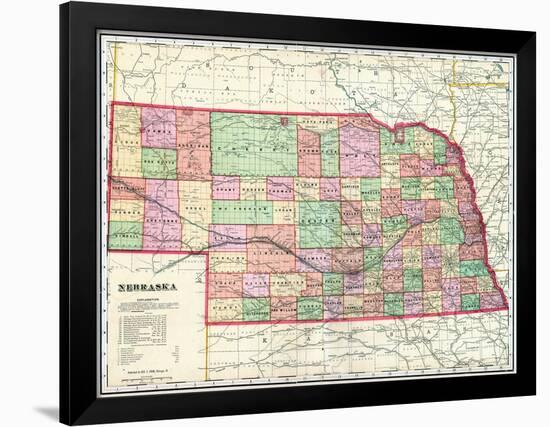 1907, State Map, Nebraska, United States-null-Framed Giclee Print