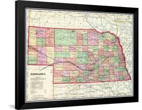 1907, State Map, Nebraska, United States-null-Framed Giclee Print