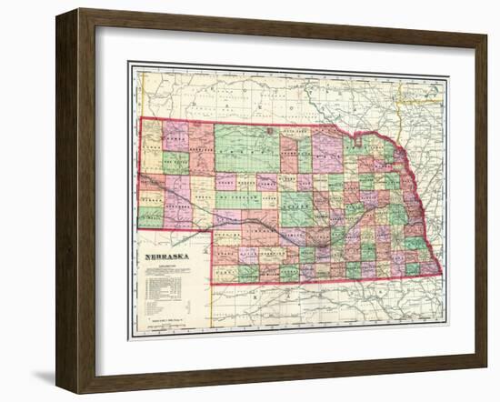 1907, State Map, Nebraska, United States-null-Framed Giclee Print