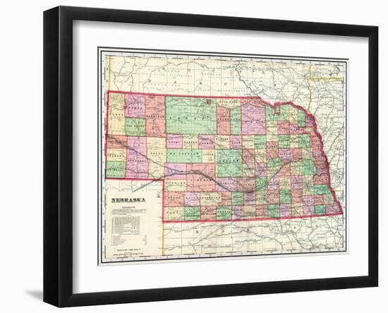 1907, State Map, Nebraska, United States-null-Framed Giclee Print