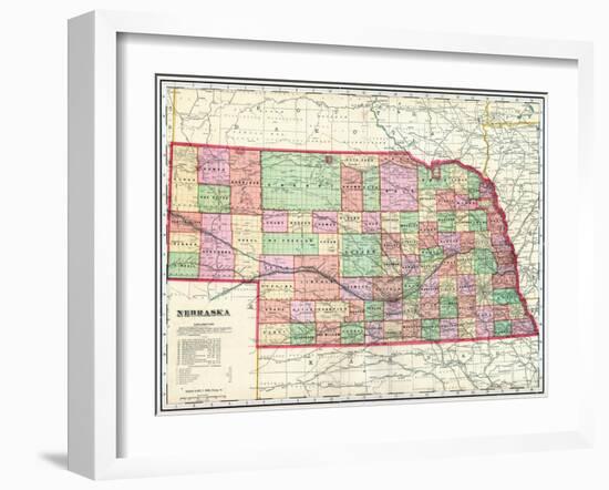 1907, State Map, Nebraska, United States-null-Framed Giclee Print