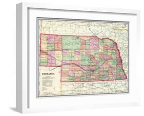 1907, State Map, Nebraska, United States-null-Framed Giclee Print