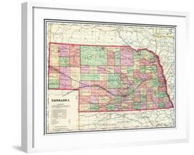 1907, State Map, Nebraska, United States-null-Framed Giclee Print