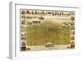 1908, Denver Bird's Eye View, Colorado, United States-null-Framed Giclee Print