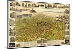 1908, Denver Bird's Eye View, Colorado, United States-null-Mounted Giclee Print