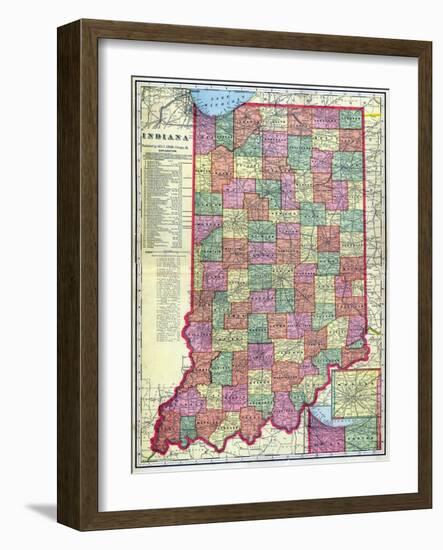 1909, Indiana State Map, Indiana, United States-null-Framed Giclee Print