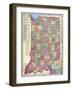 1909, Indiana State Map, Indiana, United States-null-Framed Giclee Print