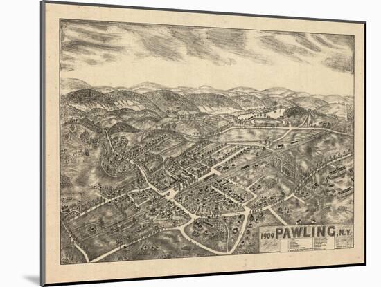 1909, Pawling 1909 Bird's Eye View, New York, United States-null-Mounted Giclee Print