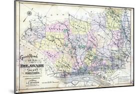 1910, Delaware County Road MAp, Pennsylvania, United States-null-Mounted Giclee Print