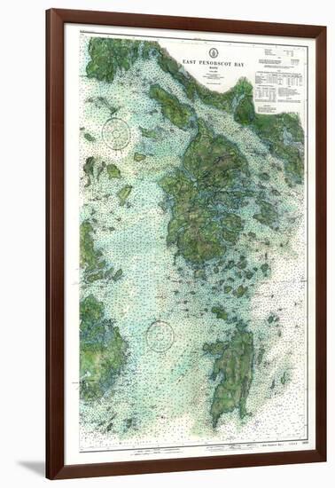 1910, East Penobscot Bay Chart with Background, Maine, Unit-null-Framed Giclee Print