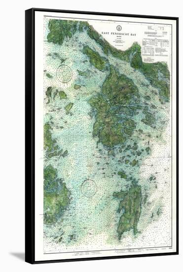 1910, East Penobscot Bay Chart with Background, Maine, Unit-null-Framed Stretched Canvas