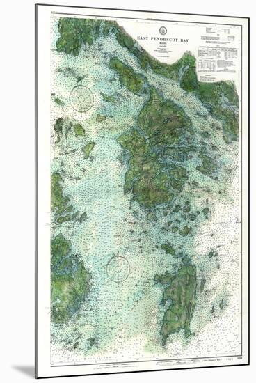 1910, East Penobscot Bay Chart with Background, Maine, Unit-null-Mounted Premium Giclee Print