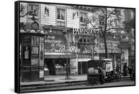 1910 Street Scene Showing a Kiosk and the Front of the King of Cinemas Theater Paris,, France-null-Framed Stretched Canvas