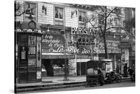 1910 Street Scene Showing a Kiosk and the Front of the King of Cinemas Theater Paris,, France-null-Stretched Canvas