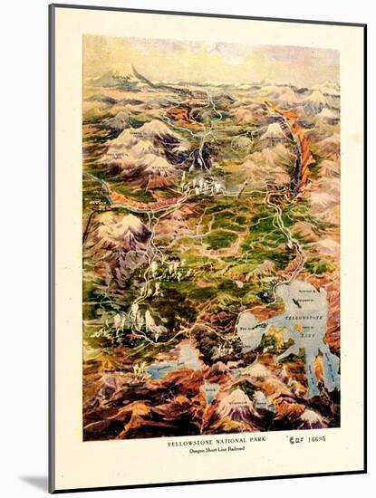 1910, Yellowstone 1910 Bird's Eye View, Wyoming, United States-null-Mounted Giclee Print