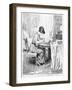 1911 Drawing by Charles Dana Gibson, Shows a Gibson Girl Writing at a Table in a Spacious Bedroom-null-Framed Photo