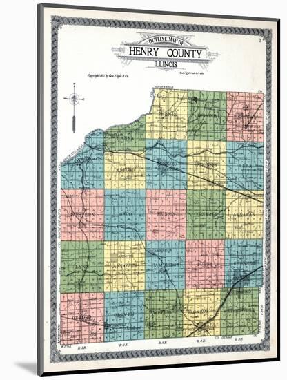 1911, Henry County Outline Map, Illinois, United States-null-Mounted Giclee Print