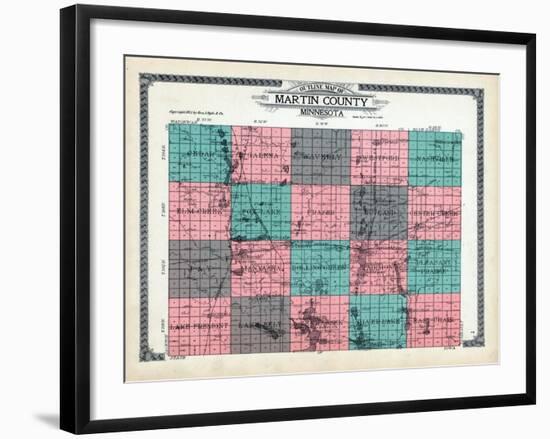 1911, Martin County Outline Map, Minnesota, United States-null-Framed Giclee Print