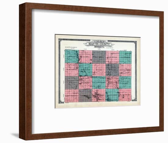 1911, Martin County Outline Map, Minnesota, United States-null-Framed Giclee Print