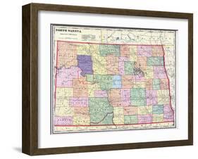 1911, North Dakota State Map, North Dakota, United States-null-Framed Giclee Print