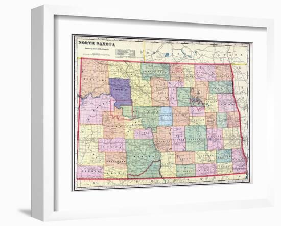 1911, North Dakota State Map, North Dakota, United States-null-Framed Giclee Print