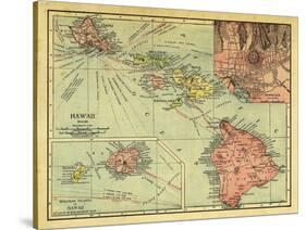 1912, Hawaii State Map, Hawaii, United States-null-Stretched Canvas