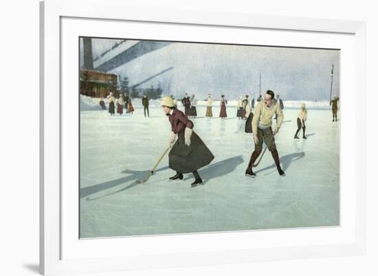1912 Ice Hockey in Swiss-null-Framed Premium Giclee Print