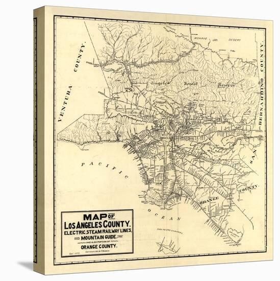 1912 LA Railway Map-N. Harbick-Stretched Canvas