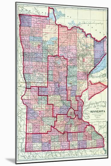 1912, Minnesota State Map, Minnesota, United States-null-Mounted Giclee Print