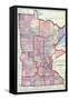 1912, Minnesota State Map, Minnesota, United States-null-Framed Stretched Canvas