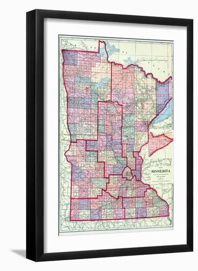 1912, Minnesota State Map, Minnesota, United States-null-Framed Giclee Print