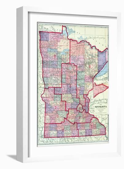 1912, Minnesota State Map, Minnesota, United States-null-Framed Giclee Print