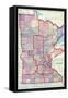 1912, Minnesota State Map, Minnesota, United States-null-Framed Stretched Canvas