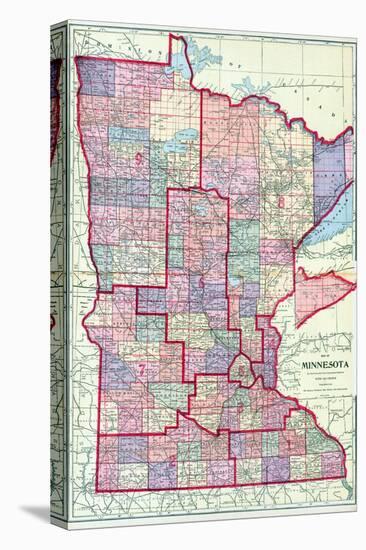 1912, Minnesota State Map, Minnesota, United States-null-Stretched Canvas