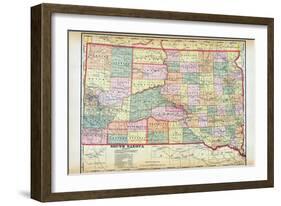 1912, South Dakota Map, South Dakota, United States-null-Framed Giclee Print