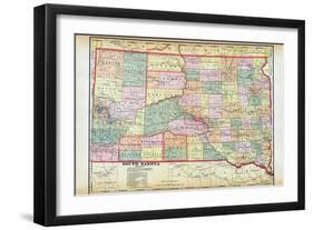 1912, South Dakota Map, South Dakota, United States-null-Framed Giclee Print