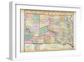 1912, South Dakota Map, South Dakota, United States-null-Framed Giclee Print