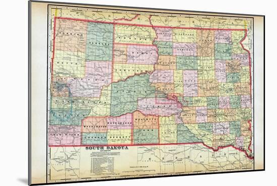 1912, South Dakota Map, South Dakota, United States-null-Mounted Giclee Print