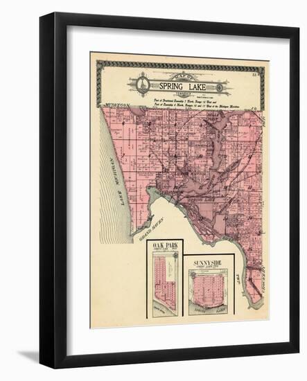 1912, Spring Lake Township, Ferrysburg, Oak Park, Sunny Side, Belle Point, Lloyds Bayou, Michigan-null-Framed Giclee Print