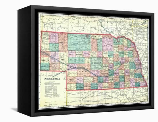 1912, State Map, Nebraska, United States-null-Framed Stretched Canvas