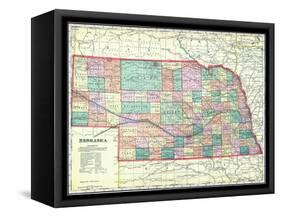 1912, State Map, Nebraska, United States-null-Framed Stretched Canvas