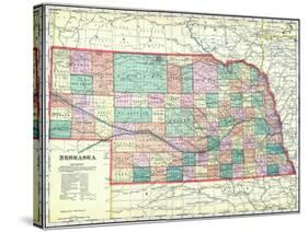 1912, State Map, Nebraska, United States-null-Stretched Canvas