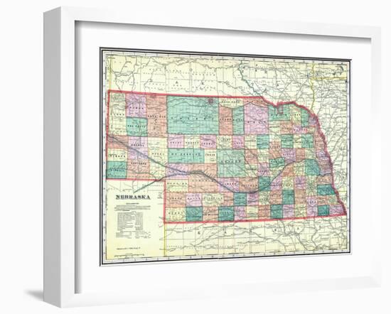 1912, State Map, Nebraska, United States-null-Framed Giclee Print