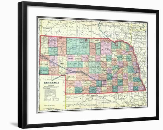 1912, State Map, Nebraska, United States-null-Framed Giclee Print