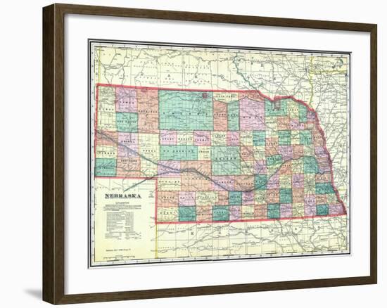 1912, State Map, Nebraska, United States-null-Framed Giclee Print