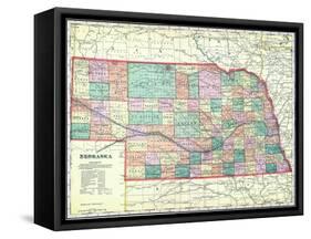 1912, State Map, Nebraska, United States-null-Framed Stretched Canvas