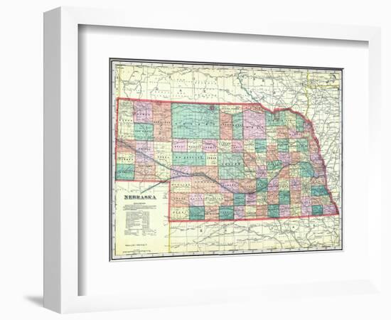 1912, State Map, Nebraska, United States-null-Framed Giclee Print